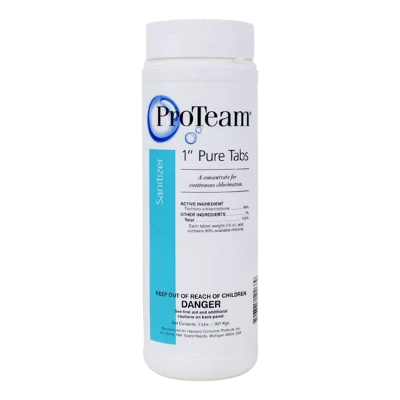 ProTeam Pure Tabs 1" Chlorine Tablets for Swimming Pools and Spas, 2lb.