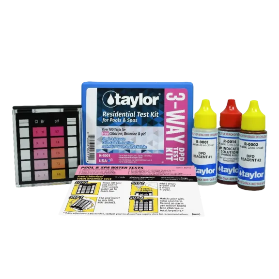 Taylor Technologies&reg; 3-Way Testing Kit for Chlorine, Bromine, and pH Levels, 0.75 oz Bottles