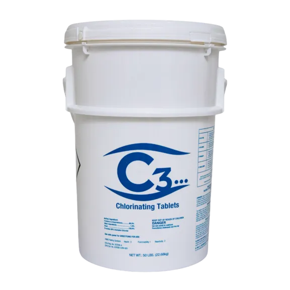 C3 3'' Stabilized Chlorine Tablets for Swimming Pools and Spas, 50lb.