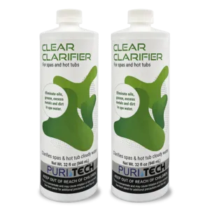 Puri Tech Spa Clear Water Clarifier Twin Pack - Eliminates Dirt, Cloudiness, and Foam - Extends Filter Life, 32oz Each