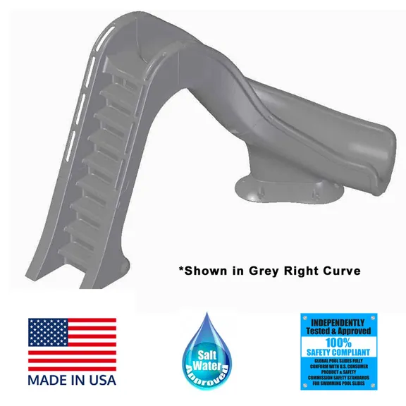 Global Pool Products Tidal Wave Inground Swimming Pool Water Slide Deck Mounted, Right Curve Turn Sand
