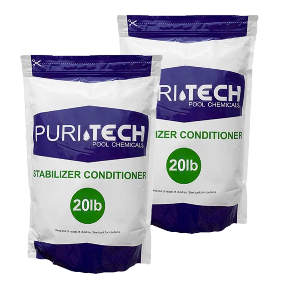 Puri Tech Water Stabilizer Cyanuric Acid Conditioner Swimming Pool UV Protection 40lb – 2 Bags x 20lb