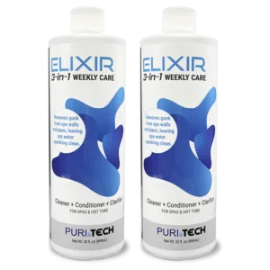 Puri Tech Spa Elixir 3-in-1 Weekly Care Hot Tub and Spa Cleaner, Conditioner, Clarifier for Wall and Pipes 32oz (Pack of 2)