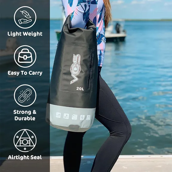 VOS Waterproof Premium Dry Bag 20L, Black