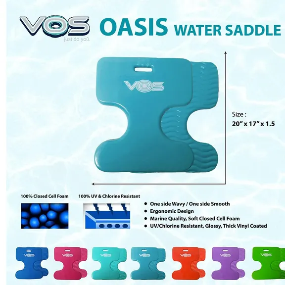 VOS Oasis Premium Water Solid Saddle Floats, Aqua Blue, 2-Pack