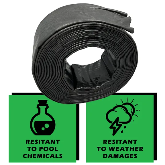 Primal Accessories Commercial Grade 1.5-inch x 25-feet Black Backwash Hose with 3 Bar/43.5 psi Capacity