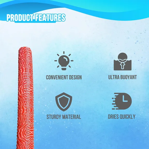 Mega Foam Wavy Pool Noodle, Coral