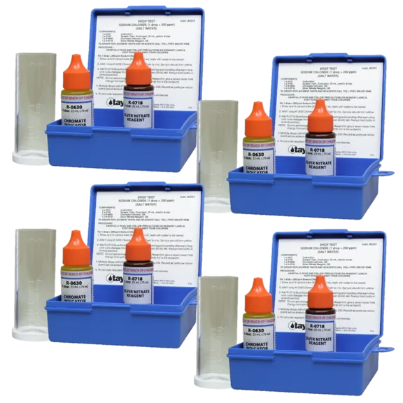 Taylor Technologies Salt Pool and Spa Chloride Argentometric Drop Test Kit, .75 oz Bottles (Pack of 4)