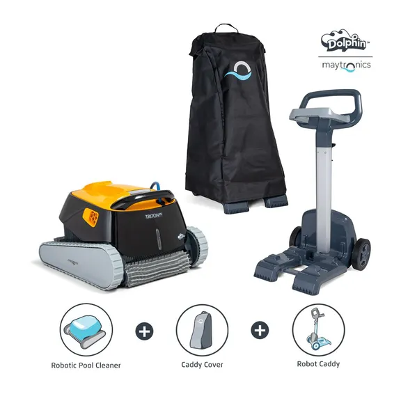 Dolphin Triton PS Inground Robotic Pool Vacuum Cleaner, with Powerstream, Upgraded Swivel, Caddy and Cover