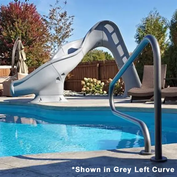 Global Pool Products Sand Colored RIP TIDE Right Curve Deck Mounted Inground Swimming Pool Water Slide