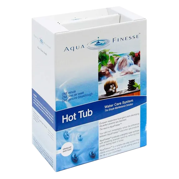 Aquafinesse Spa Tablet Starter Set with Aquafinnese, Two Filter Pucks, and 1'' Trichlor Tabs Bottle