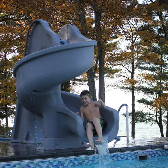Global Pool Products Deck Mounted Inground Swimming Pool Water Slide TSUNAMI, Grey