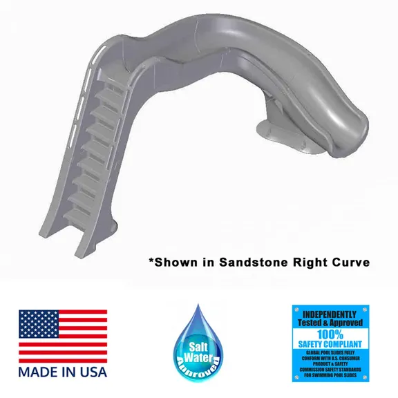 Global Pool Products - Sand-Colored, Right Curve, Deck Mounted, SIDE WINDER Inground Swimming Pool Water Slide