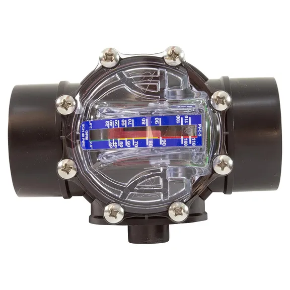 Valve body with non-sealing check valve for 2” Sch.40 pipe. Scale in GPM
