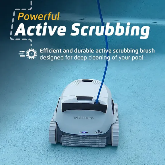 Maytronics Dolphin Explorer E50 Automatic Robotic Pool Cleaner with Universal Caddy