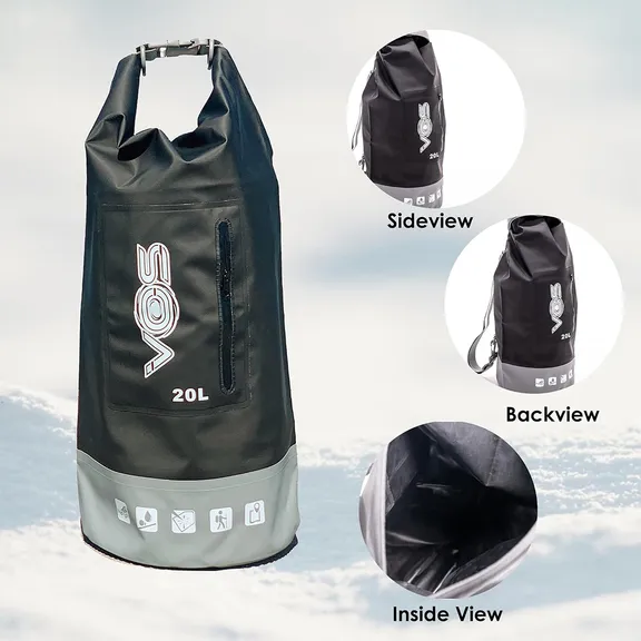 VOS Waterproof Premium Dry Bag 20L, Black