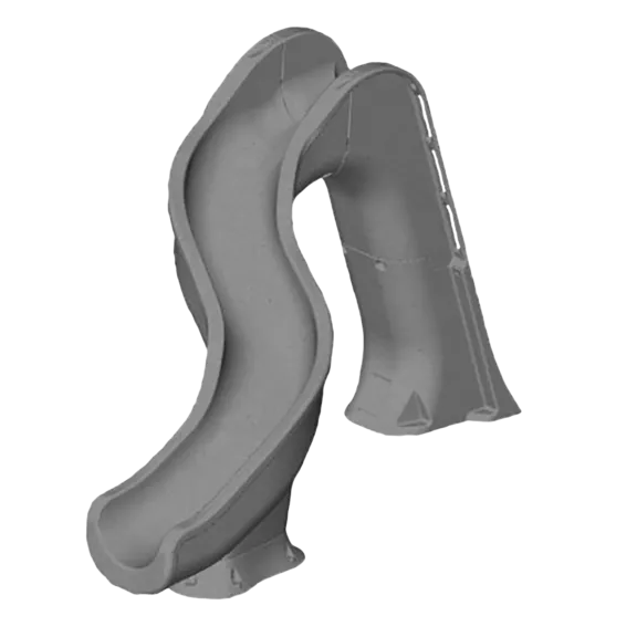 Global Pool Products Left Curve Grey Inground Swimming Pool Water Slide, Deck Mounted RIP TIDE
