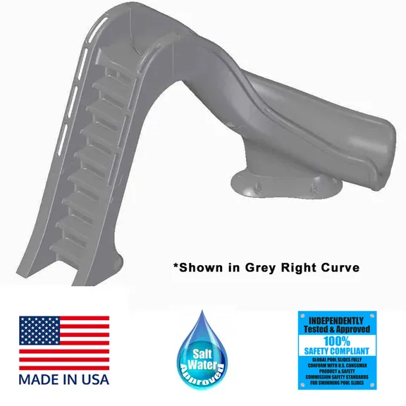 Global Pool Products Tidal Wave Inground Swimming Pool Water Slide Deck Mounted, Left Curve Turn Sand