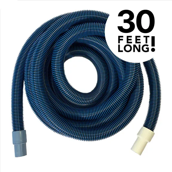 Puri Tech 30ft Inground Swimming Pool Vacuum Hose with Swivel Cuff, 1.5 ft Diameter