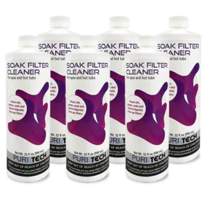 Puri Tech Spa Soak Filter Cleaner Effectively Removes Minerals and Oils from Spa/Hot Tub Filter Cartridges 32oz (Pack of 6)