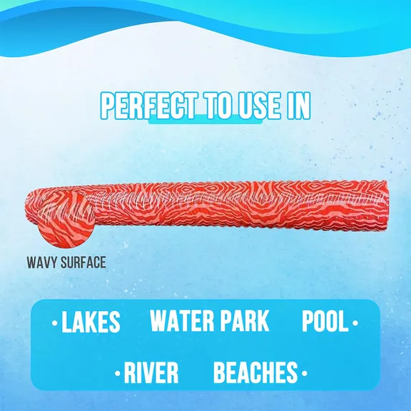 Mega Foam Wavy Pool Noodle, Coral