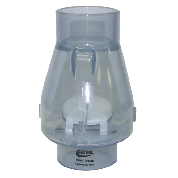 Valterra Clear Blue 2" 2" 1/2 lb Tension PVC Swing Check Valve Slip (No Spring)