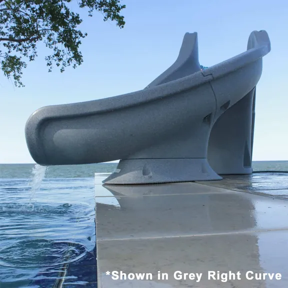 Global Pool Products SPLASH Inground Swimming Pool Water Slide Deck Mounted, Right Curve Turn Gray