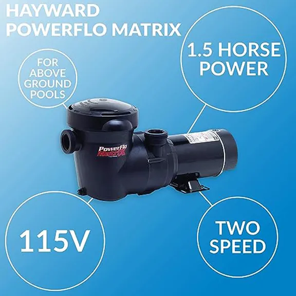 Hayward PowerFlo Matrix, Above-Ground Pool Pump with 6-ft cord, Dual-Speed, 1.5HP