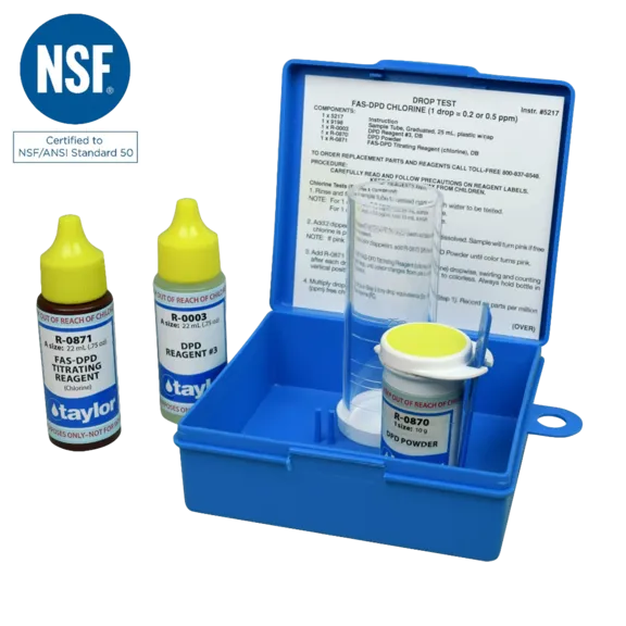 Taylor FAS-DPD Chlorine Drop Test Kit with .75 oz Bottles