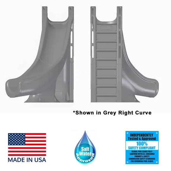 Global Pool Products Tidal Wave Inground Swimming Pool Water Slide Deck Mounted, Right Curve Turn Sand
