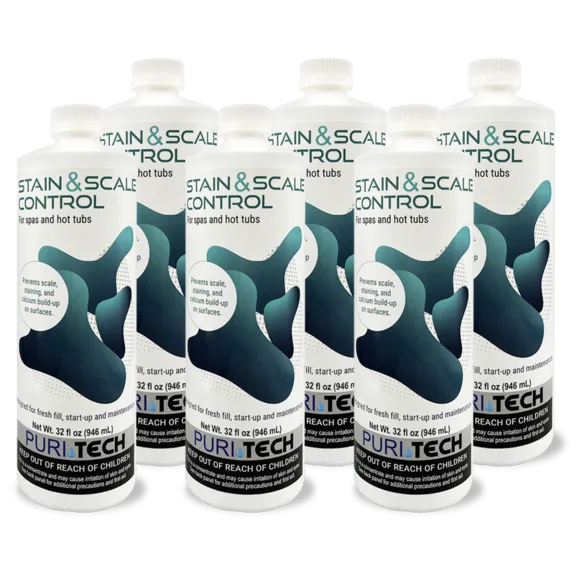 Puri Tech Spa Stain and Scale Control Prevents Scale, Staining and Calcium Build-up, 320z (Pack of 6)