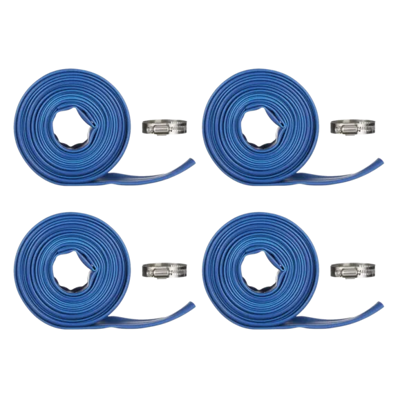 Blue Devil 1-1/2" x 25' Backwash Hose with Clamp - 22 Mil, Shrink Wrapped, 4 Pack