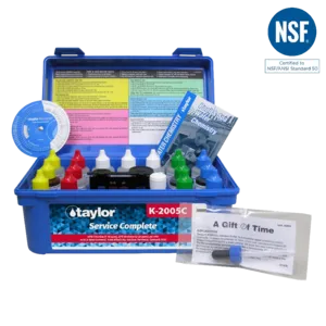 Taylor Technologies Service Complete kit for Chlorine/Bromine, pH, Alkalinity, Hardness, CYA - 2 oz bottles