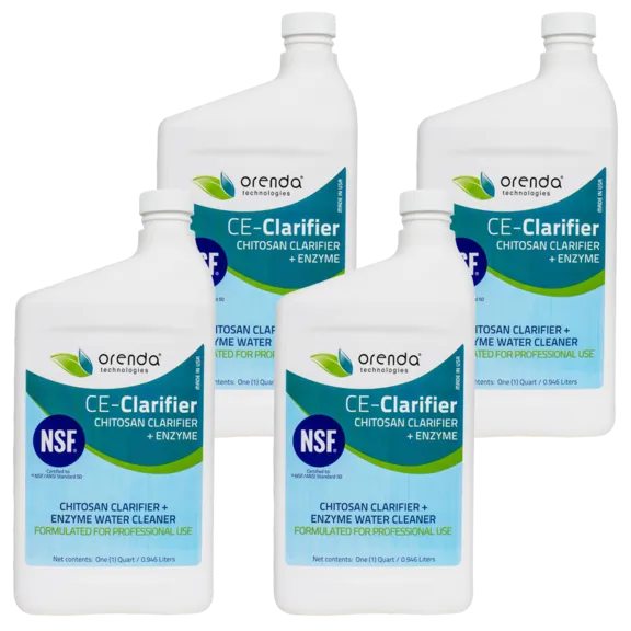 Orenda 1 Qt Natural Swimming Pool Cleaner - CE Clarifier with Chitosan Plus Enzyme, 4 Pack