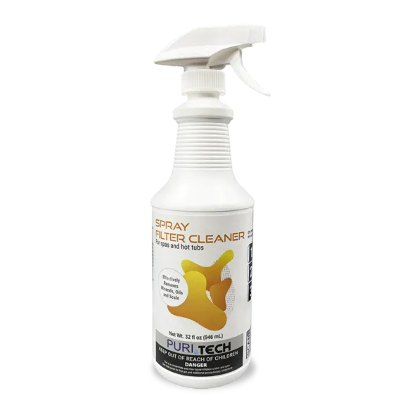 Puri Tech 32oz Spa Spray Filter Cleaner for Spas and Hot Tubs - Removes Minerals, Oils, Scale, and Algae