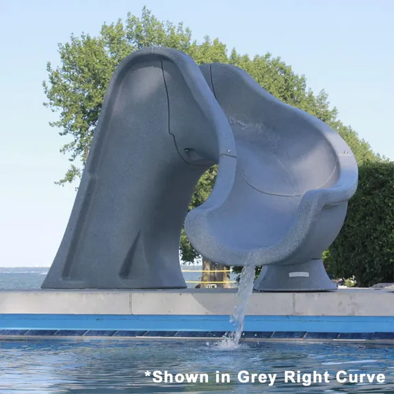 Global Pool Products SPLASH Inground Swimming Pool Water Slide Deck Mounted, Right Curve Turn Gray