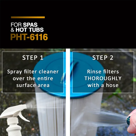 Puri Tech Spa and Hot Tub Filter Cartridges Cleaner Spray, 2 Pack, 32oz - Efficiently Removes Minerals and Oils