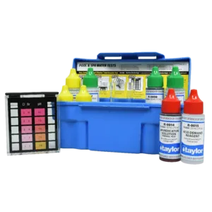 Taylor Technologies&reg; 6-Way Test Kit for Free Chlorine, Total Chlorine, Bromine, pH, Alkalinity - 0.75 oz bottles