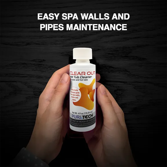 Puri Tech Clear Out 4oz Hot Tub Cleaner Removes Gunk from Spa Walls, Drains, and Pipes (Pack of 2)