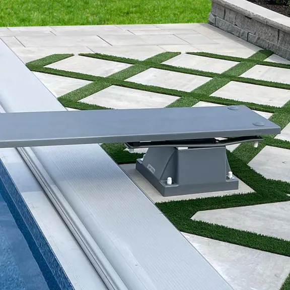 Global Pool Products 4 Bolt Base Replacement Stand with Jig for 6' or 8' Diving Board Inground Swimming Pool - Gray GPP-DB-4B-G