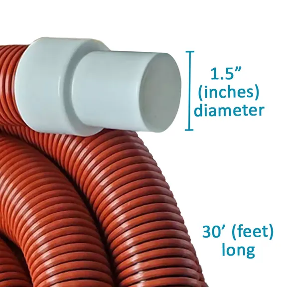 Puri Tech Professional Heavy Duty UV Resistant Vacuum Hose for In-Ground Swimming Pools - 1.5 Inch x 30 Feet