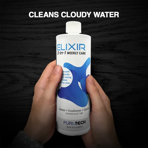 Puri Tech Spa Elixir 3-in-1 Weekly Care Hot Tub and Spa Cleaner, Conditioner, Clarifier for Wall and Pipes 32oz
