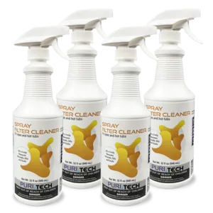 Puri Tech 4-Pack Spa Spray Filter Cleaner, 32oz - Effectively Removes Minerals and Oils from Spa and Hot Tub Filters