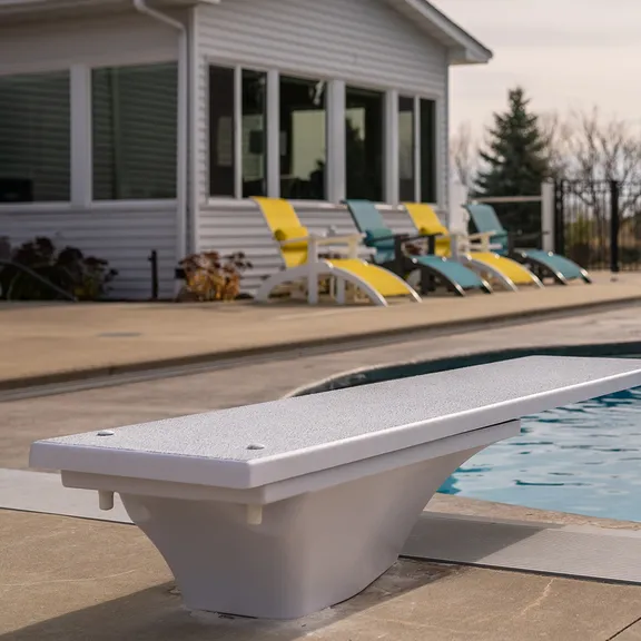 Global Pool Products 8' Diving Board Stand with Jig, 3 Bolt Base Replacement in Sand Colour for In-ground Pools