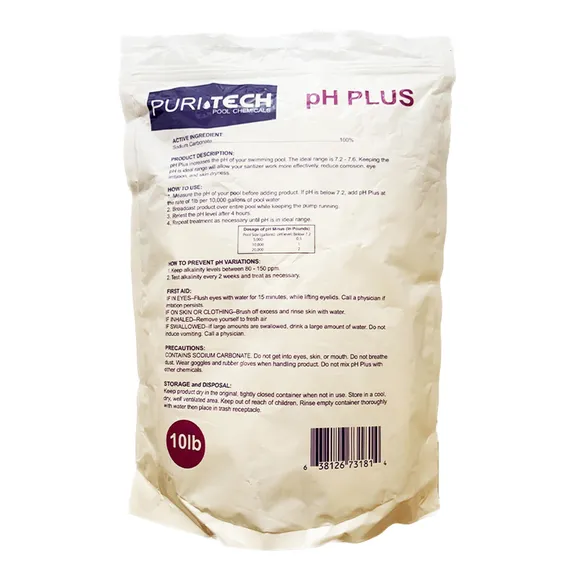 Puri Tech Chemicals pH Plus for Swimming Pools and Spas pH Increaser Balancer, 2-Pack, 20lb. bags