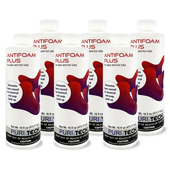 Puri Tech Spa Concentrated Anti-Foam - Quick Elimination of Hot Tub Foam - 16oz, Pack of 6