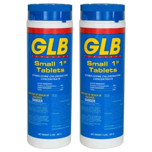 GLB 1-Inch Small Chlorine Tablets for Pools, 2lb (Pack of 2)