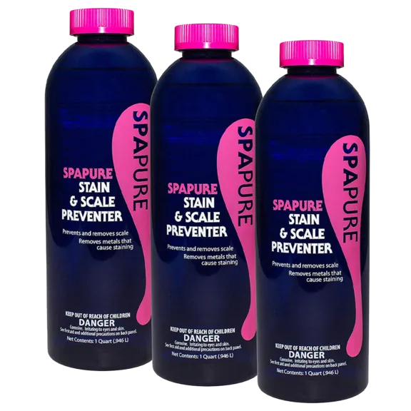 SpaPure Stain and Scale Preventer Remover Liquid Bottle 1 Pint (Pack of 3)