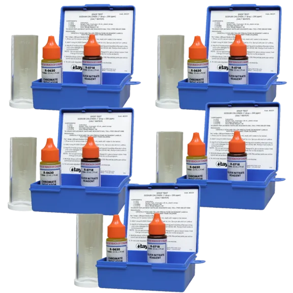 Taylor Technologies Salt Pool and Spa Chloride Argentometric Drop Test Kit, .75 oz Bottles (Pakc of 5)