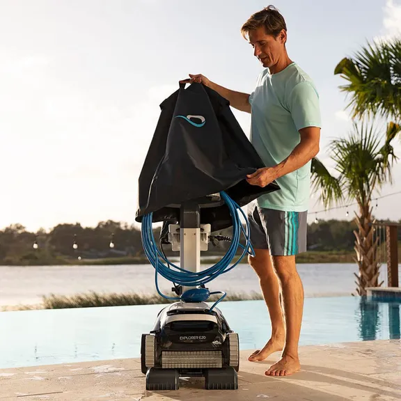 Dolphin Explorer E20 Robotic Cleaner with Caddy and Cover For Pools Up to 33ft